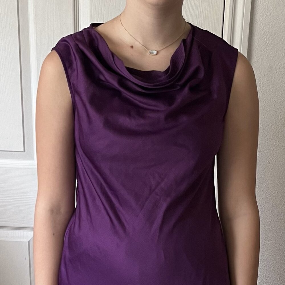 Anne Klein Purple Cowl Neck Sleeveless Blouse